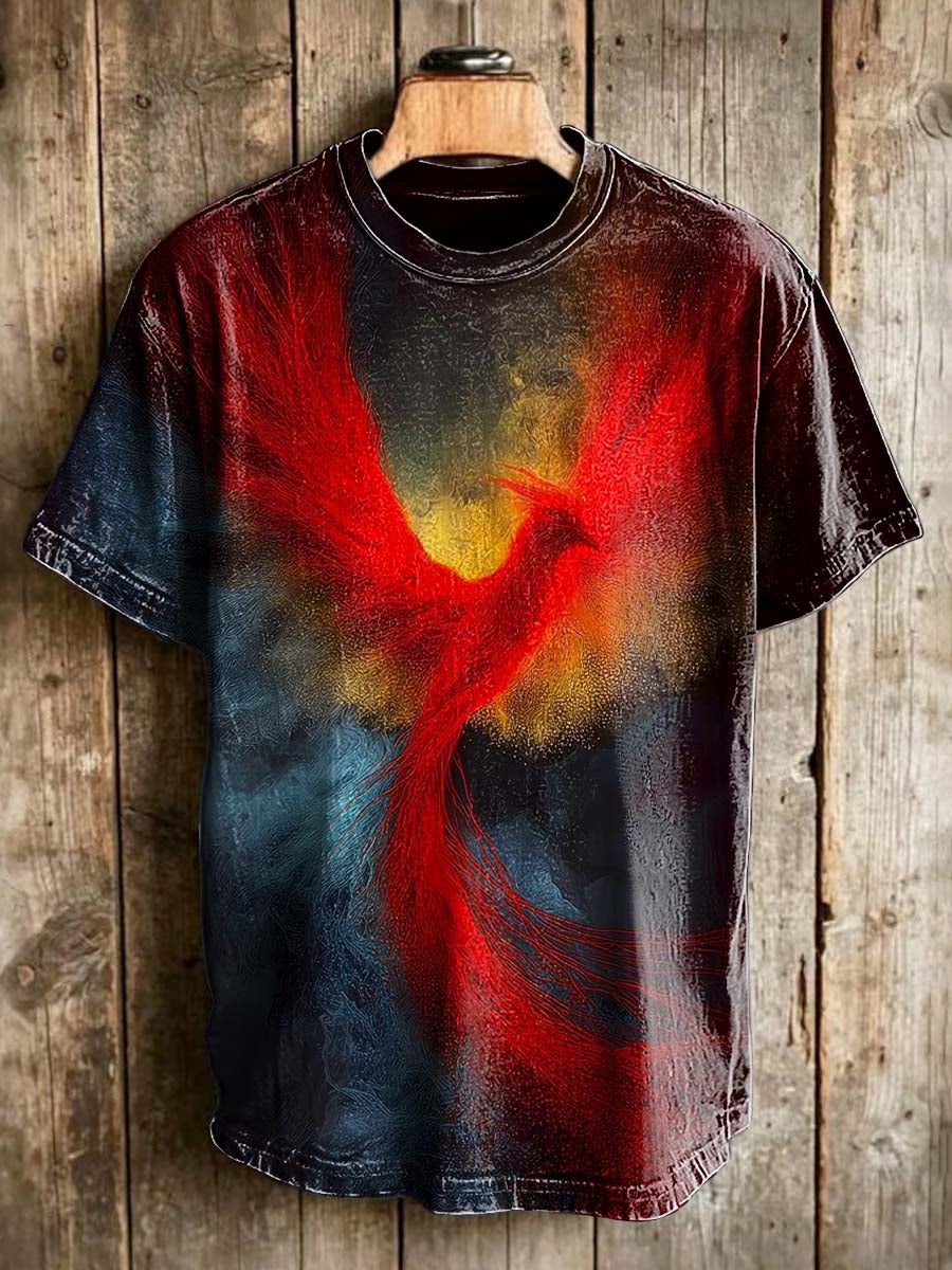 Phoenix Reborn from the Ashes Print Casual Short-Sleeve T-Shirt