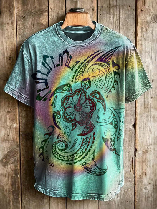 Tribal Turtle Print Casual Short-Sleeve T-Shirt