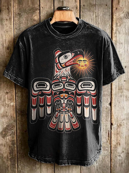 Indian Thunderbird Print Casual Short-Sleeve T-Shirt