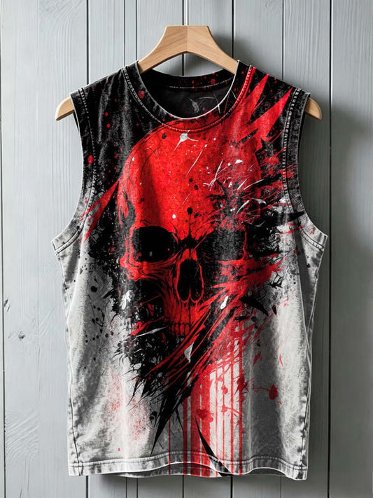Splatter Skull Print Casual Vest Top