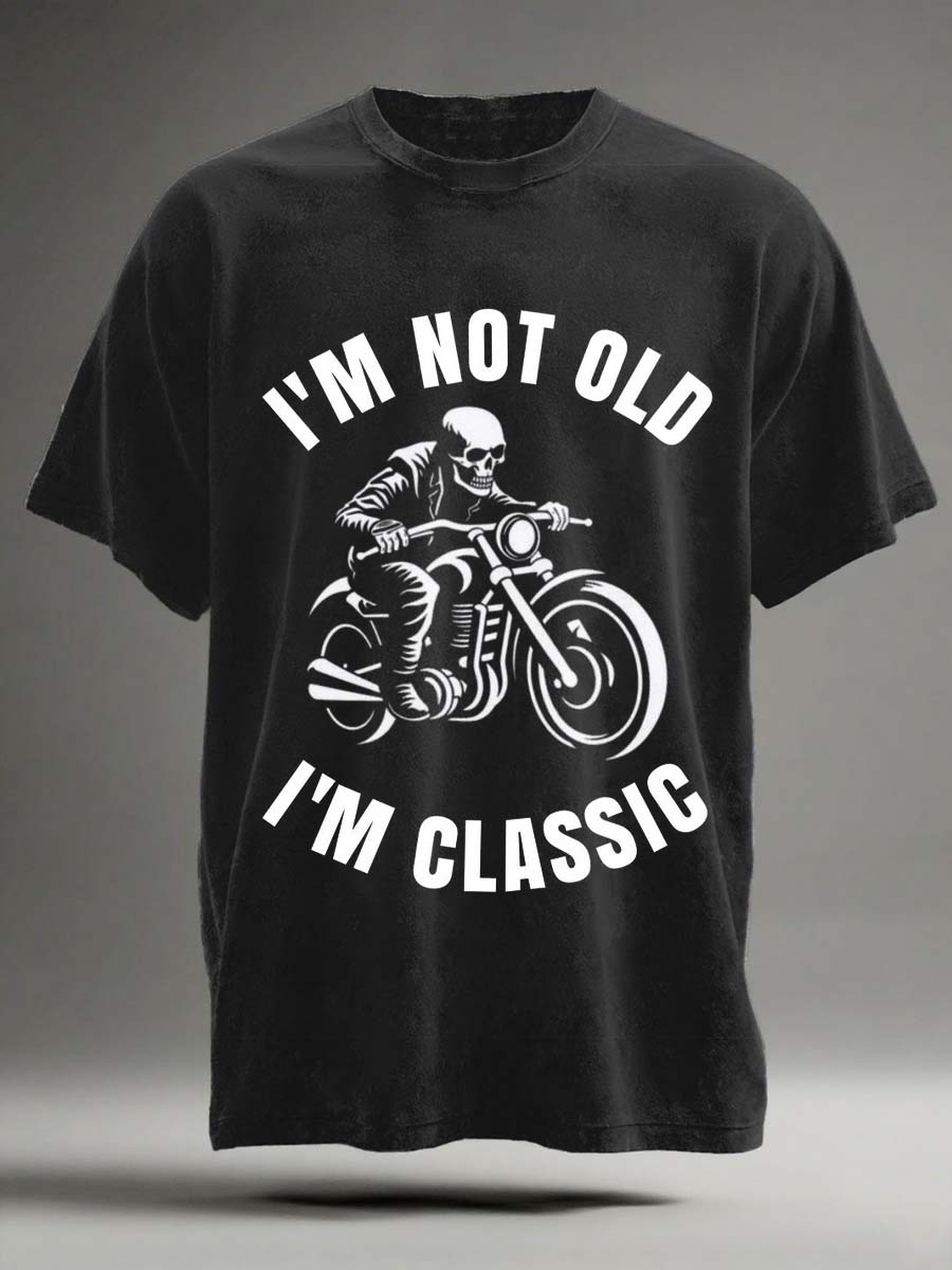 Skull Motorcycle Print Casual Short-Sleeve T-Shirt