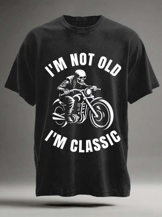 Skull Motorcycle Print Casual Short-Sleeve T-Shirt
