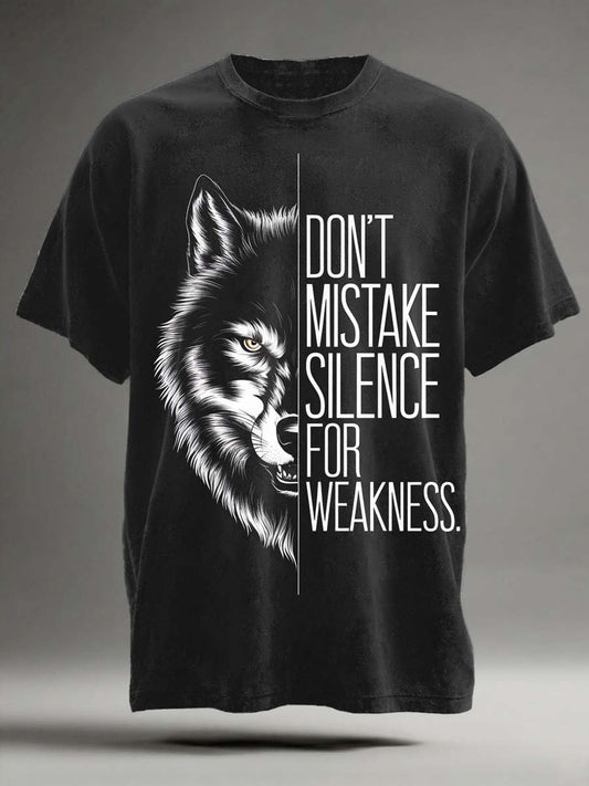 Silence is not weakness / Wolf Print Casual Short-Sleeve T-Shirt