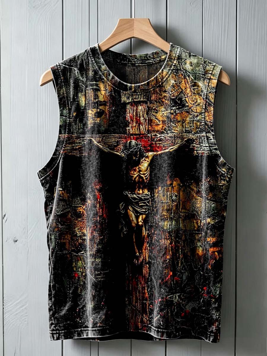 Jesus Oil Painting Print Casual Tank Top