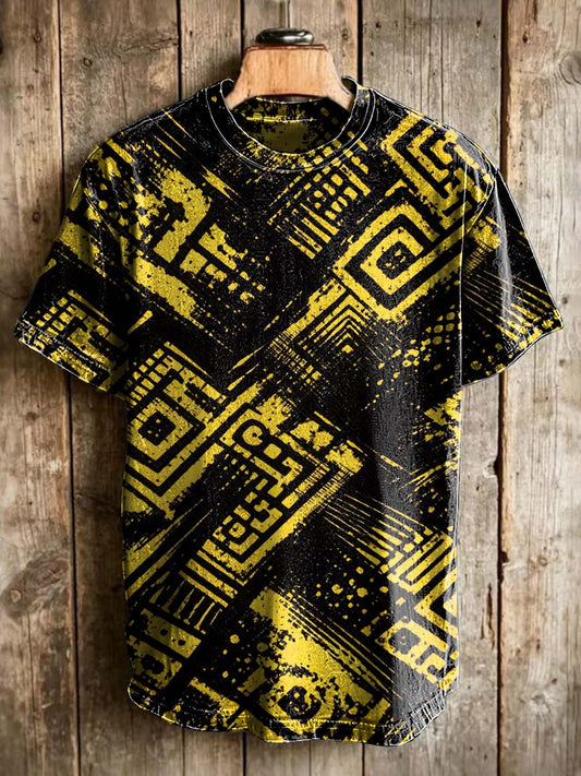 Tribal Geometric Print Casual Short-Sleeve T-Shirt