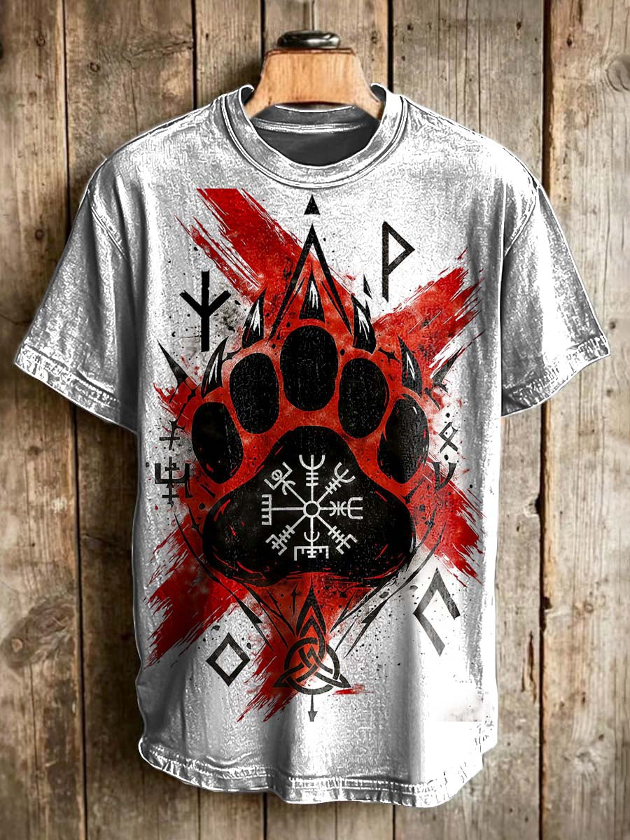 Rune Bear Claw Printed Casual Short-Sleeve T-Shirt