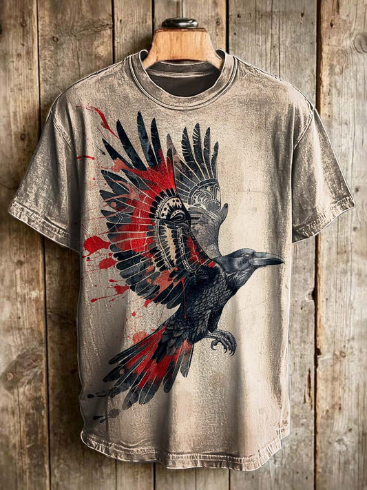 Tribal Raven Printed Casual Short-Sleeve T-Shirt