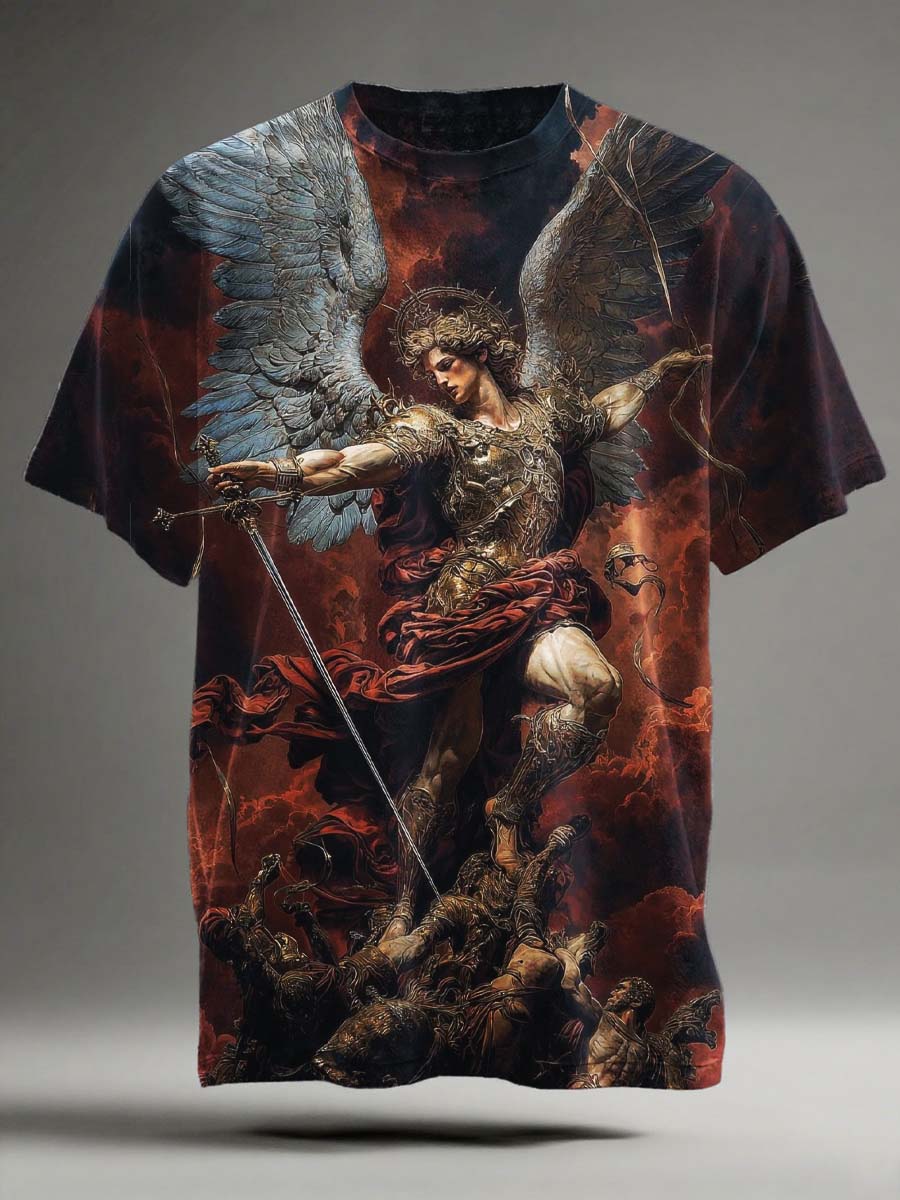 Archangel Michael Printed Casual Short-Sleeve T-Shirt