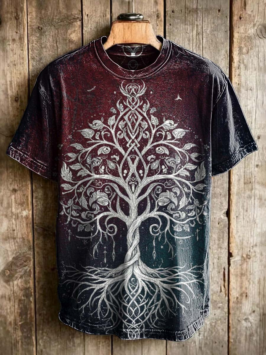 Tree of Life Print Casual Short-Sleeve T-Shirt