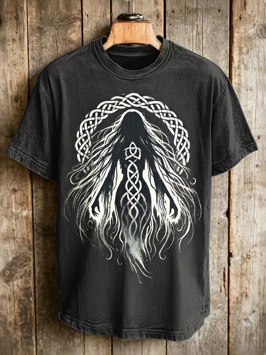 Nordic & Celtic Mythology Style Printed Casual Short-Sleeve T-Shirt