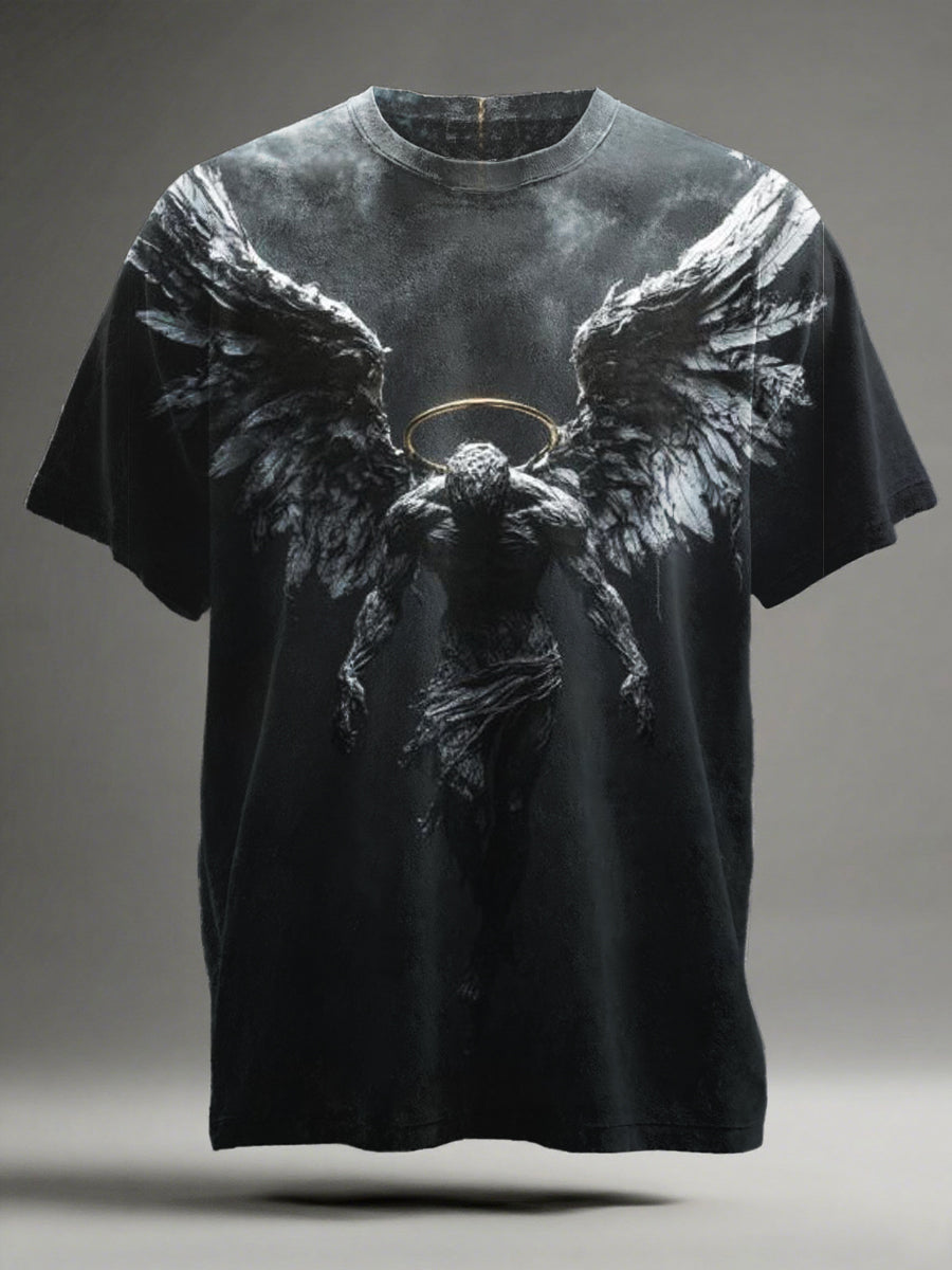 Broken Angel Printed Casual Short-Sleeve T-Shirt