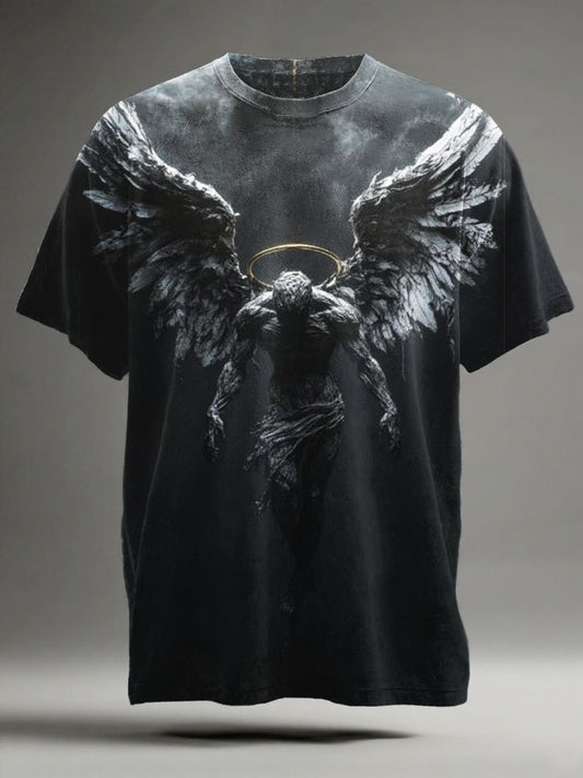 Broken Angel Printed Casual Short-Sleeve T-Shirt