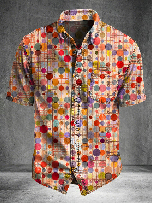 Pop-Dot Print Casual Short-Sleeve Shirt