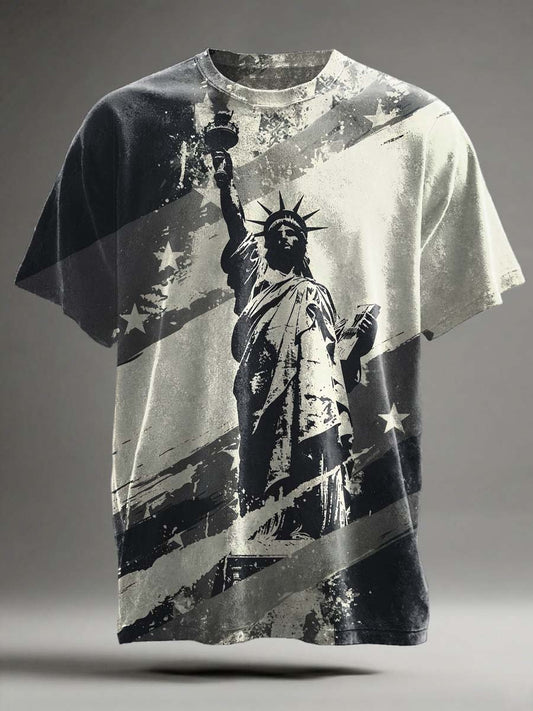 Statue of Liberty Print Casual Short-Sleeve T-Shirt