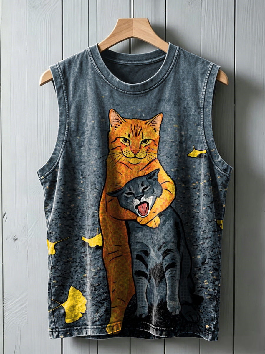 Funny Cat Print Casual Tank Top