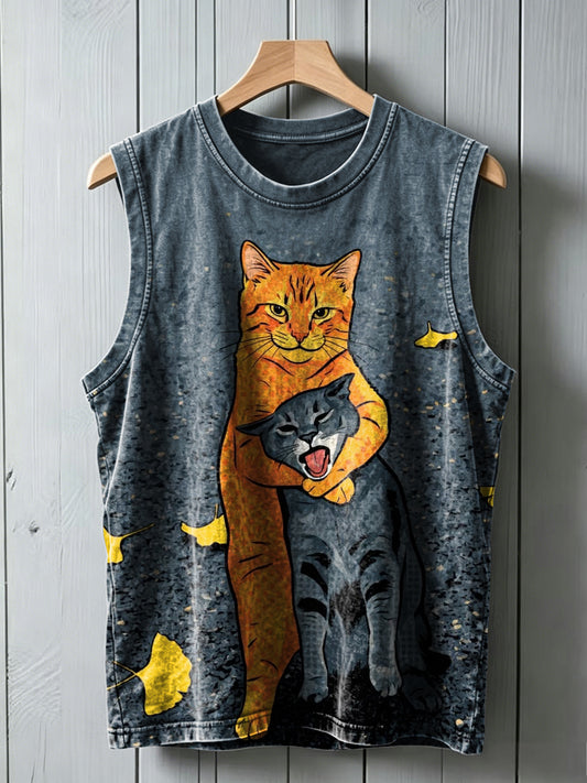 Funny Cat Print Casual Tank Top
