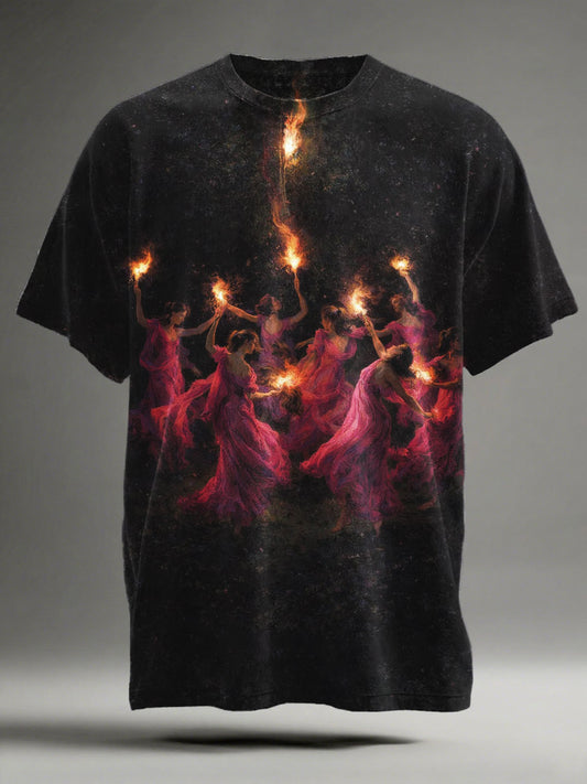 Bonfire Print Casual Short-Sleeve T-Shirt
