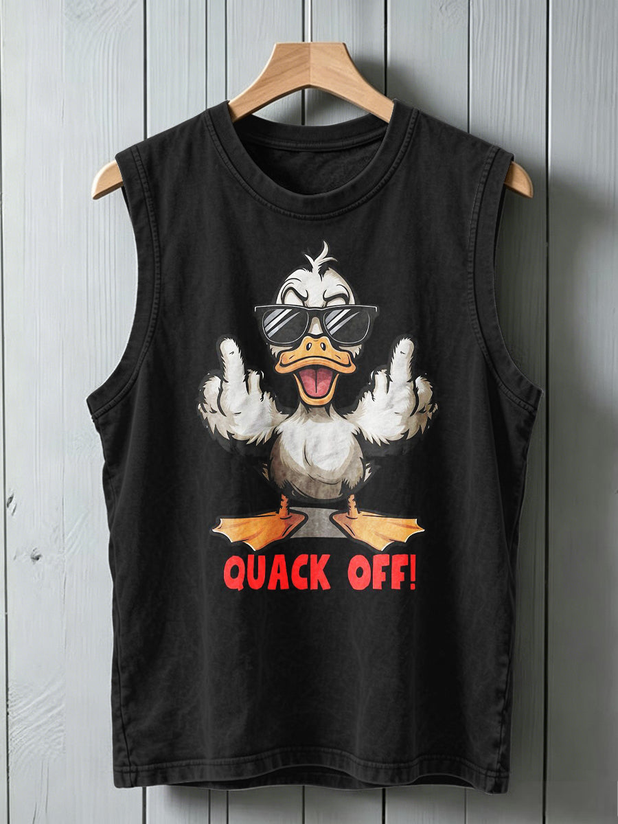 American-Style Whimsical Duck Print Casual Tank Top