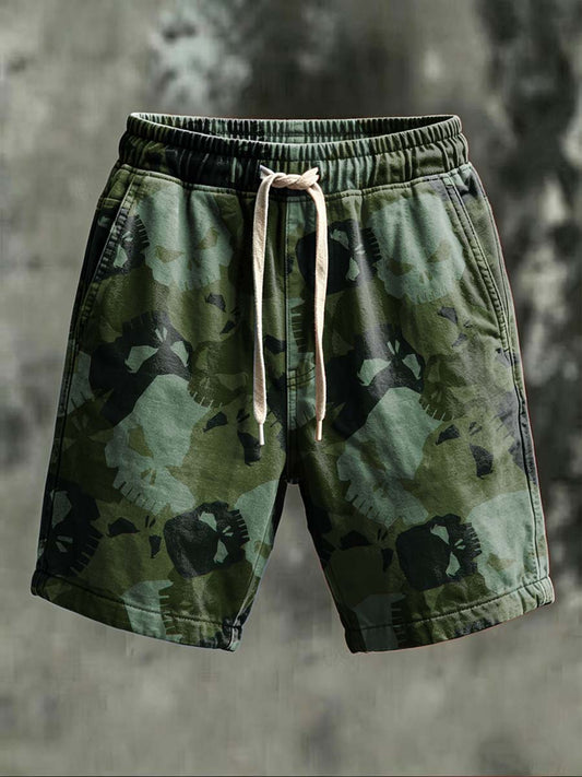 Skull Camouflage Print Casual Shorts
