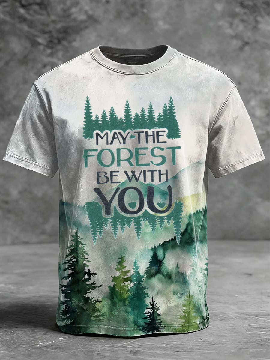 "May the forest be with you" Printed Casual Short-Sleeve T-Shirt