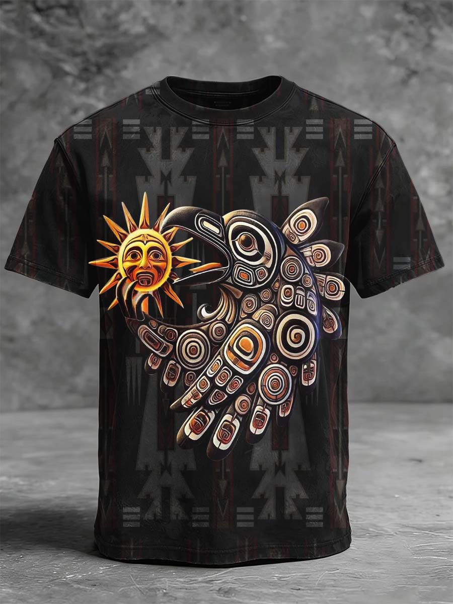 Indian Thunderbird Print Casual Short-Sleeve T-Shirt