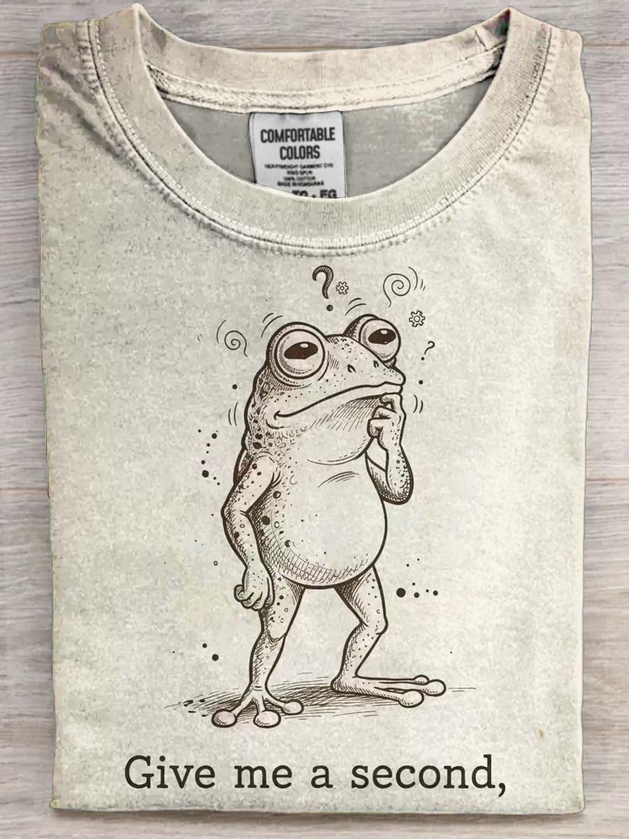 Thinking Frog Print Casual Short-Sleeve T-Shirt