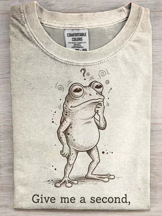 Thinking Frog Print Casual Short-Sleeve T-Shirt