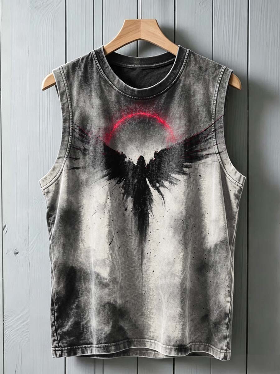 Fallen Angel Print Casual Sleeveless Vest Top