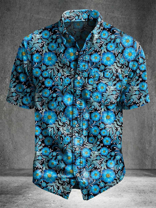 Hawaiian Floral Print Casual Short-Sleeved Shirt