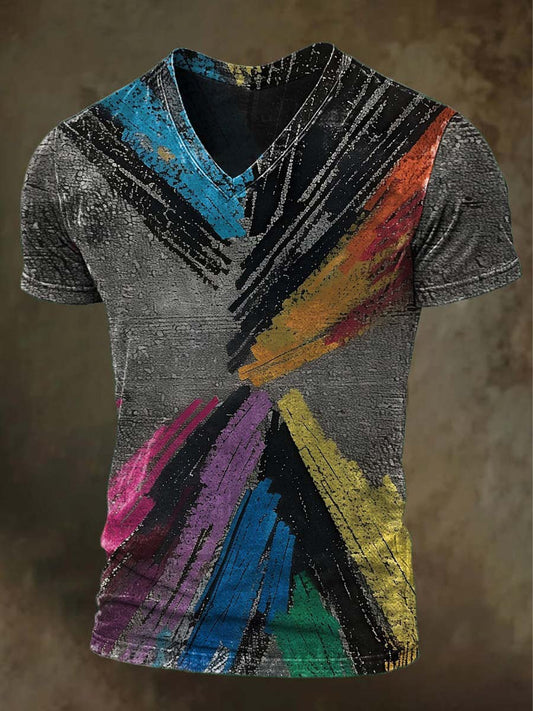 Graffiti Print Casual Short-Sleeve V-Neck T-Shirt