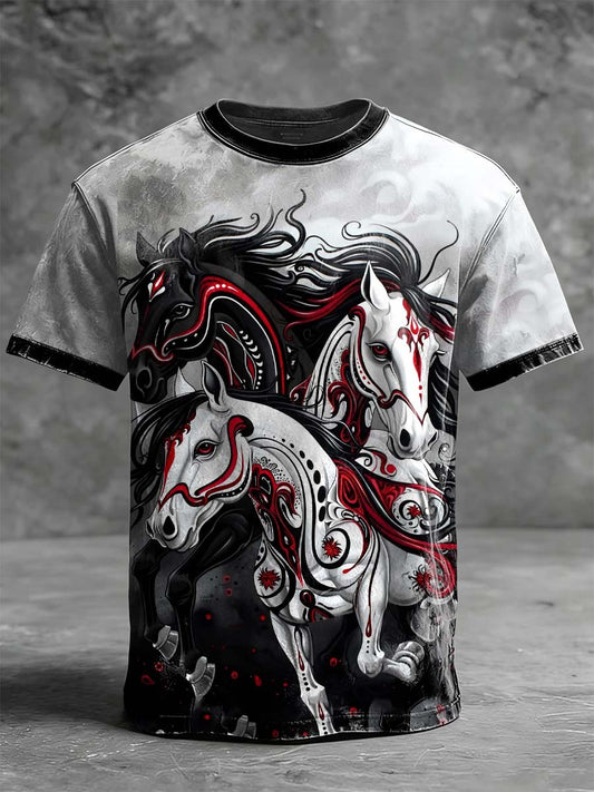 Tribal Horse Print Casual Short-Sleeve T-Shirt