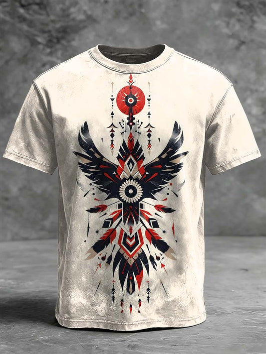 Geometric Thunderbird Print Casual Short-Sleeve T-Shirt