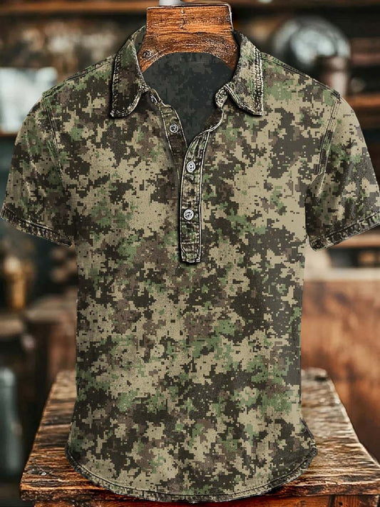 Classic Camouflage Print Casual Short-Sleeved Polo Shirt