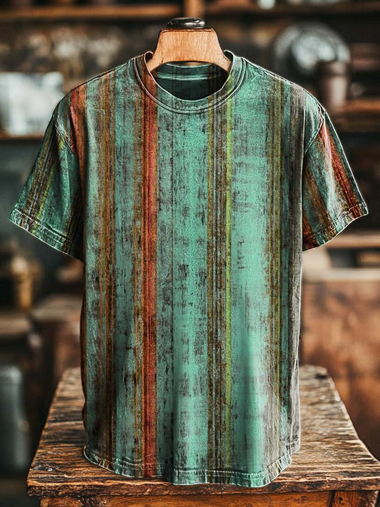 Retro Striped Print Casual Short-Sleeved T-Shirt