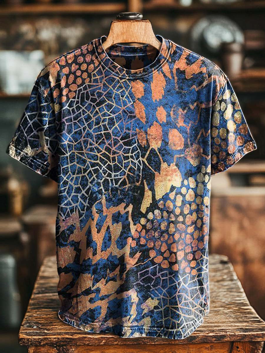Cracked Camouflage Print Casual Short-Sleeved T-Shirt