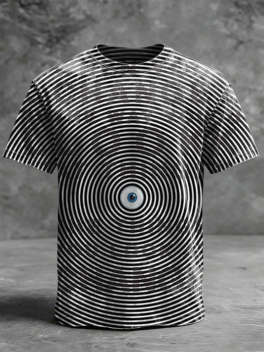 Hypnotic Swirl Eye Print Casual Short-Sleeve T-Shirt