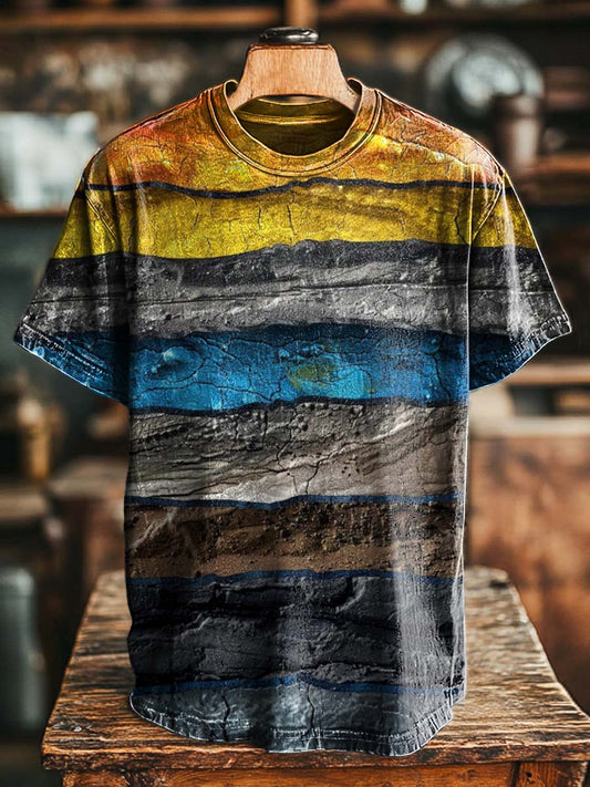 Strata Texture Printed Casual Short-Sleeve T-Shirt