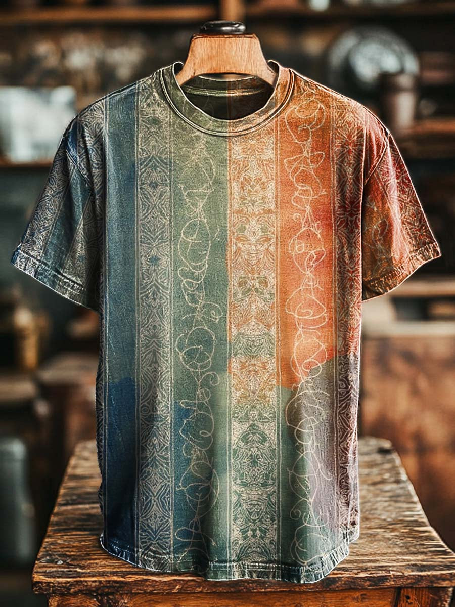 Ethnic Totem Gradient Print Casual Short-Sleeve T-Shirt