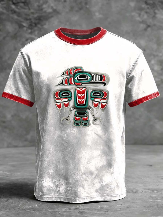 Indigenous Thunderbird Totem Print Casual Short-Sleeve T-Shirt