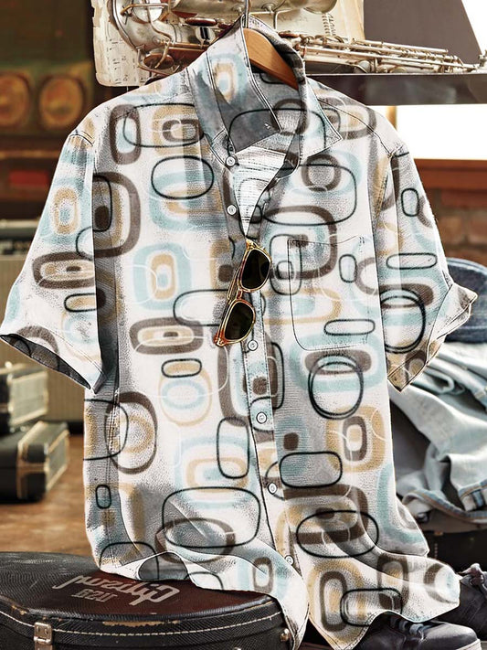 Abstract Geometric Print Casual Short-Sleeve Shirt