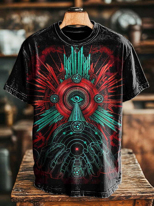 "All-Seeing Eye" Mysterious Totem Print Casual Short-Sleeve T-Shirt