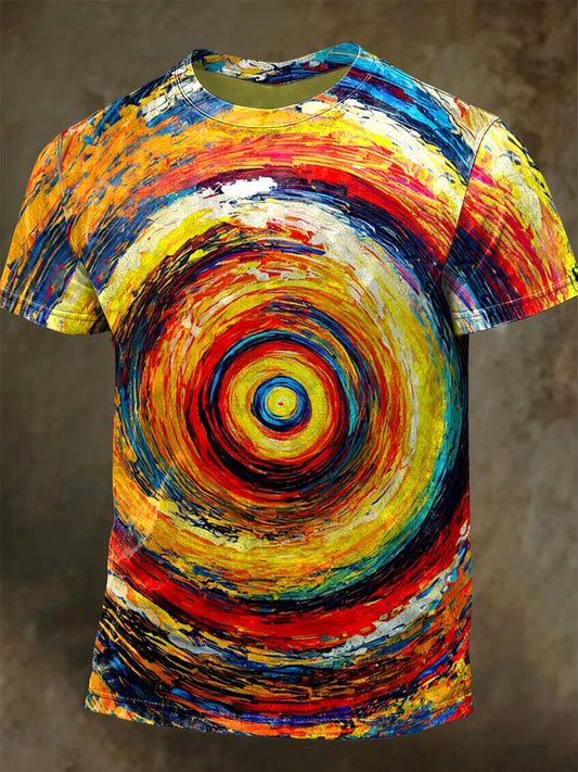 Abstract Swirl Print Casual Short-Sleeve T-Shirt