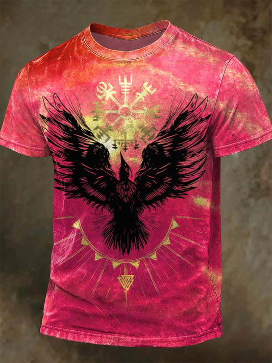Viking Raven Print Casual Short-Sleeve T-Shirt
