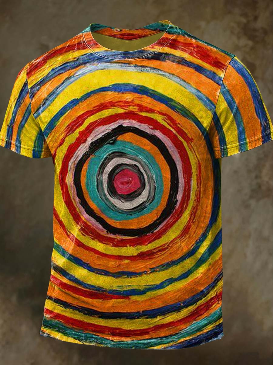 Abstract Art Retro-Style Printed Casual Short-Sleeve T-Shirt