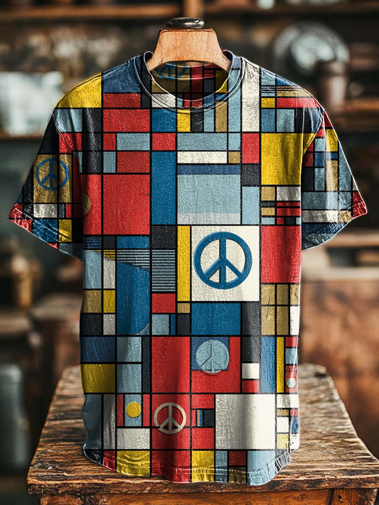 Geometric Cube Print Casual Short-Sleeve T-Shirt