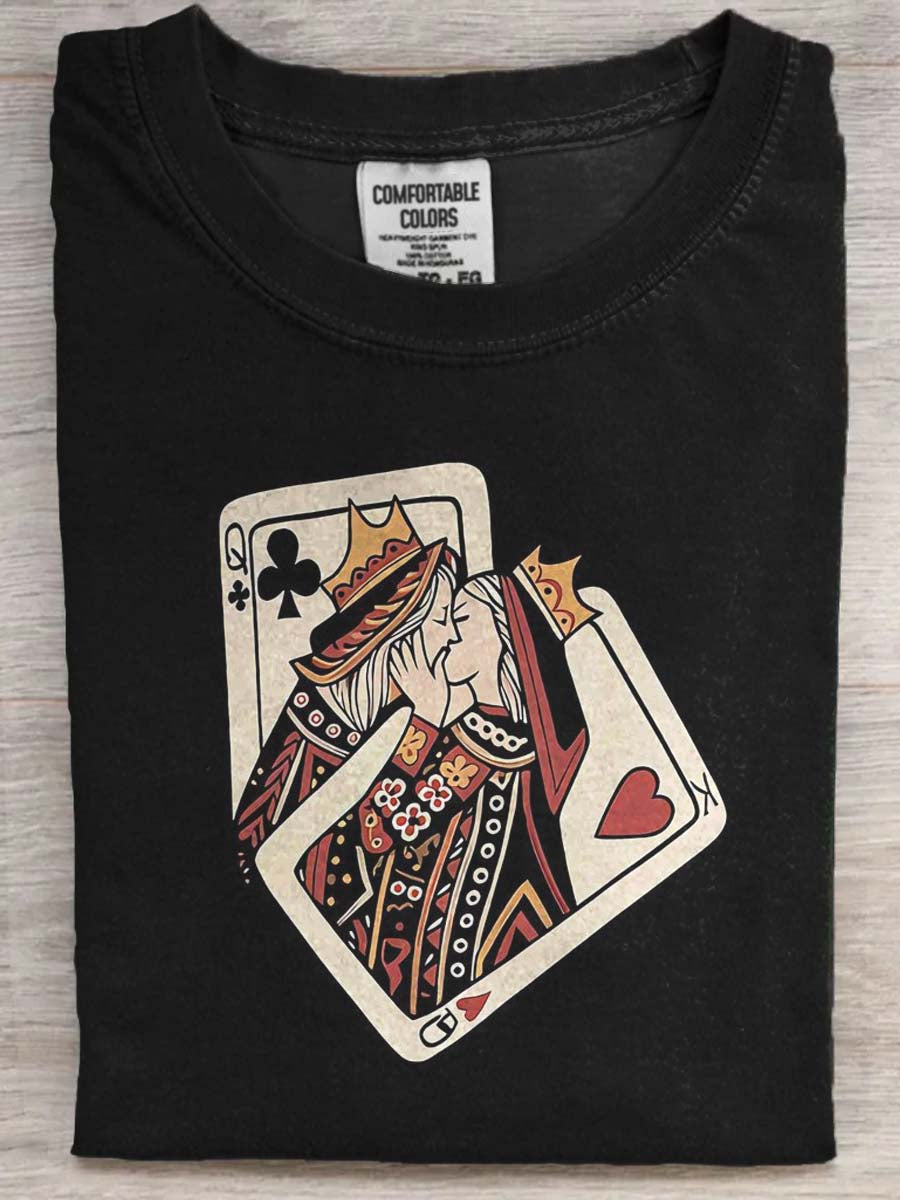 Playing Card Couple Print Casual Short-Sleeve T-Shirt