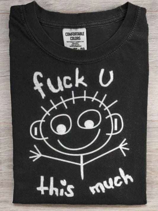 Funny Line Drawing Print Casual Short-Sleeved T-Shirt