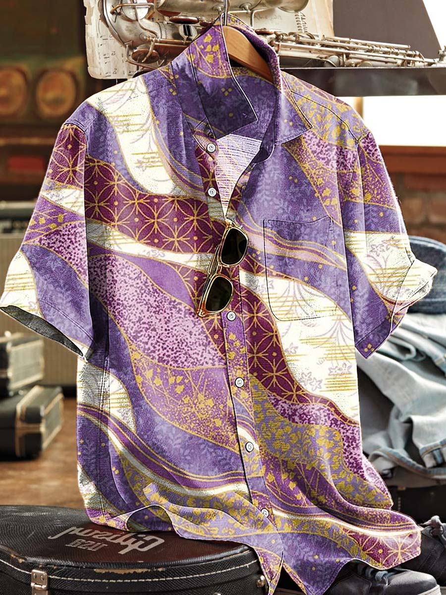 Japanese-Style Floral Print Casual Short-Sleeved Shirt