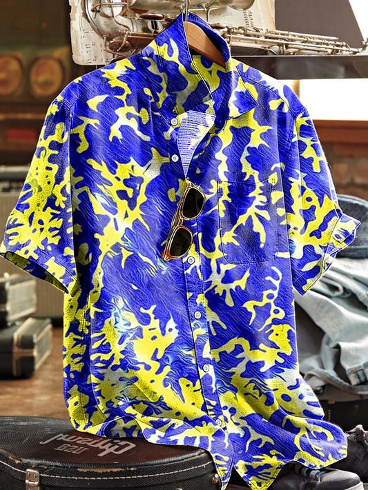 Abstract Camouflage Print Casual Short-Sleeved Shirt