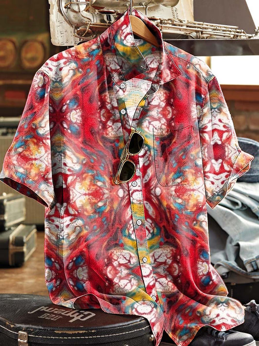 Fluid Art Print Casual Short-Sleeved Shirt